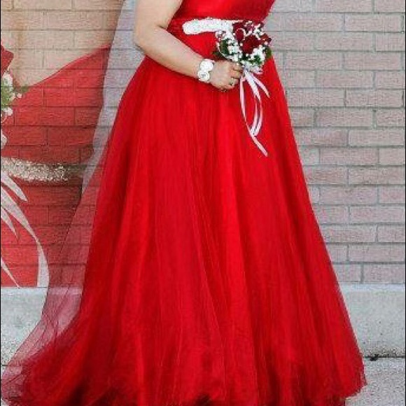 Sherri Hill Red Prom Ball Gown - Picture 1 of 4